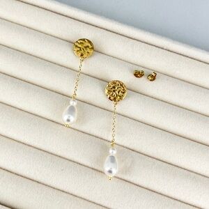18K Gold Plated with Pearl Earrings New